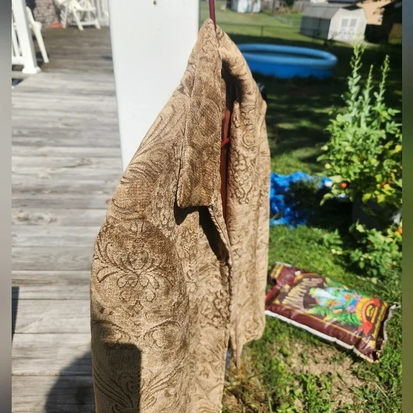 Womens Giancarlo Ferrari Vintage GOLD Jacket GYPSY Festival BOHO lined Zip - Picture 7 of 12